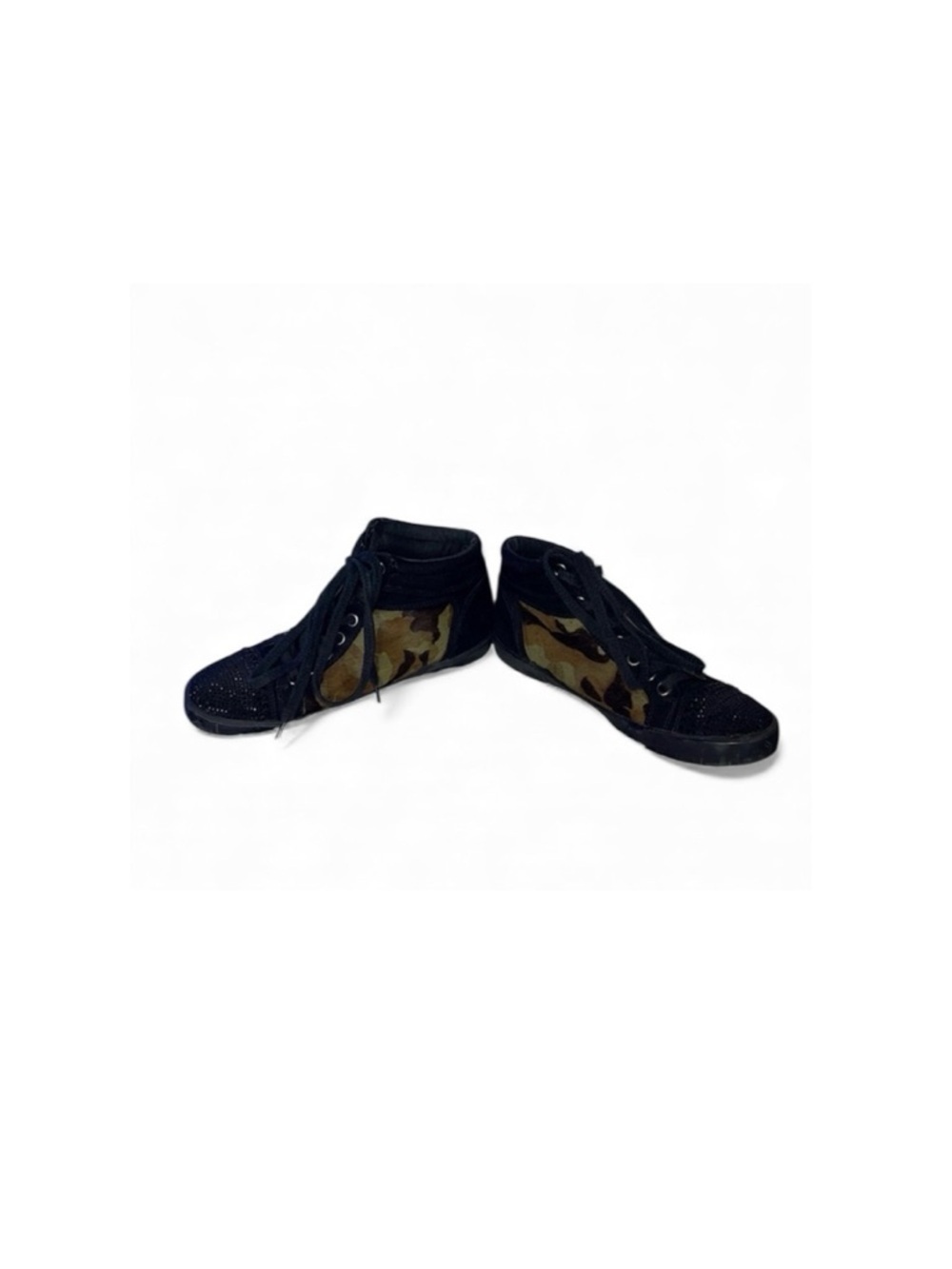 Kurt Geiger Carvela Stylish Black and Camouflage High-Top Sneakers - Picture 1 of 9